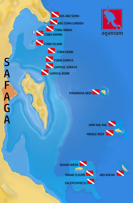 Miejsca nurkowe w Safadze, Panorama Reef, Salem Express, Shaab Sheer, Gorgonia, Tobia, Abu Soma Garden
